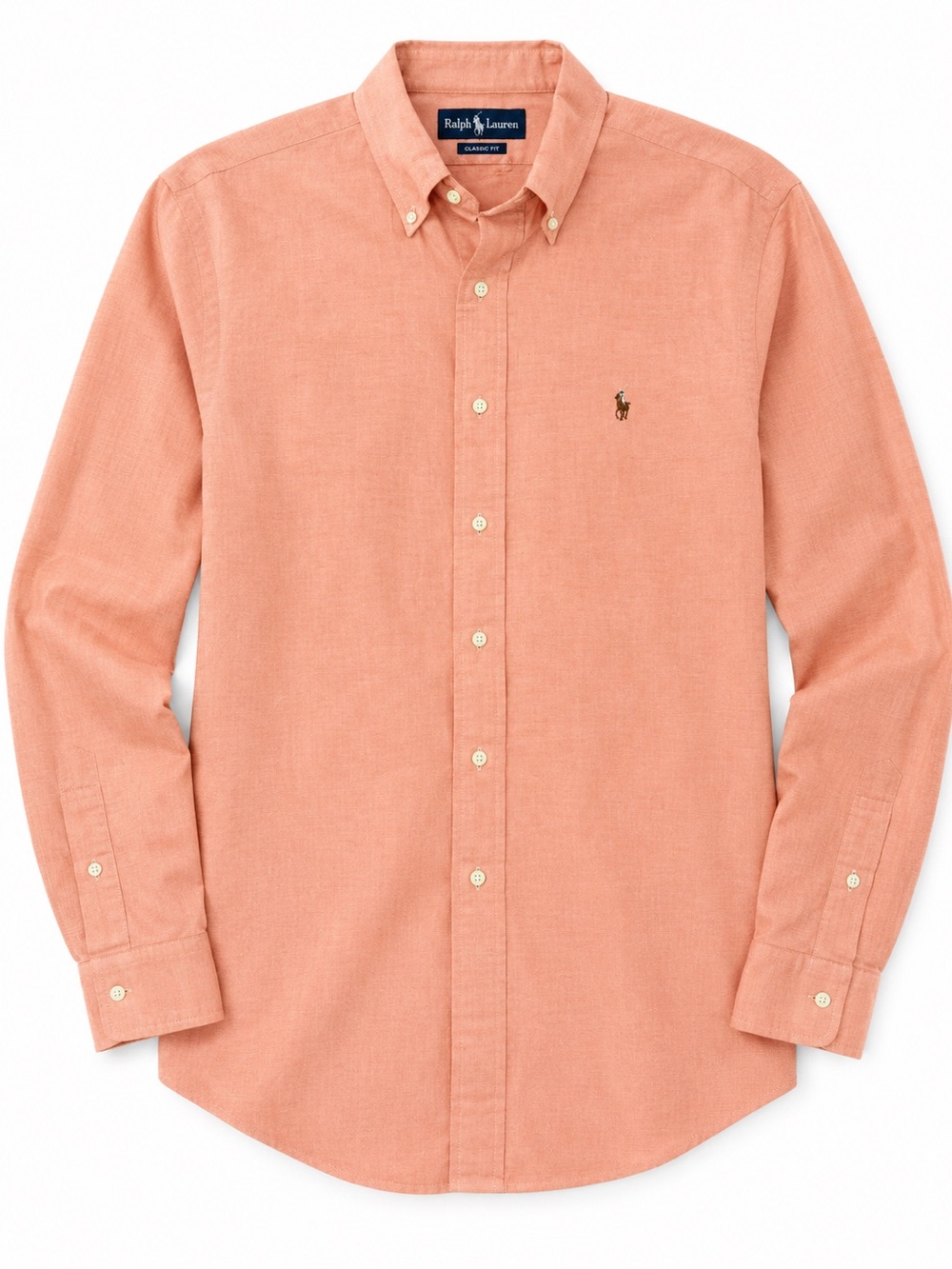 RALPH LAUREN COTTON OXFORD BUTTON DOWN SHIRT PEACH PASTEL ORANGE SIZE 16.5 34 LG